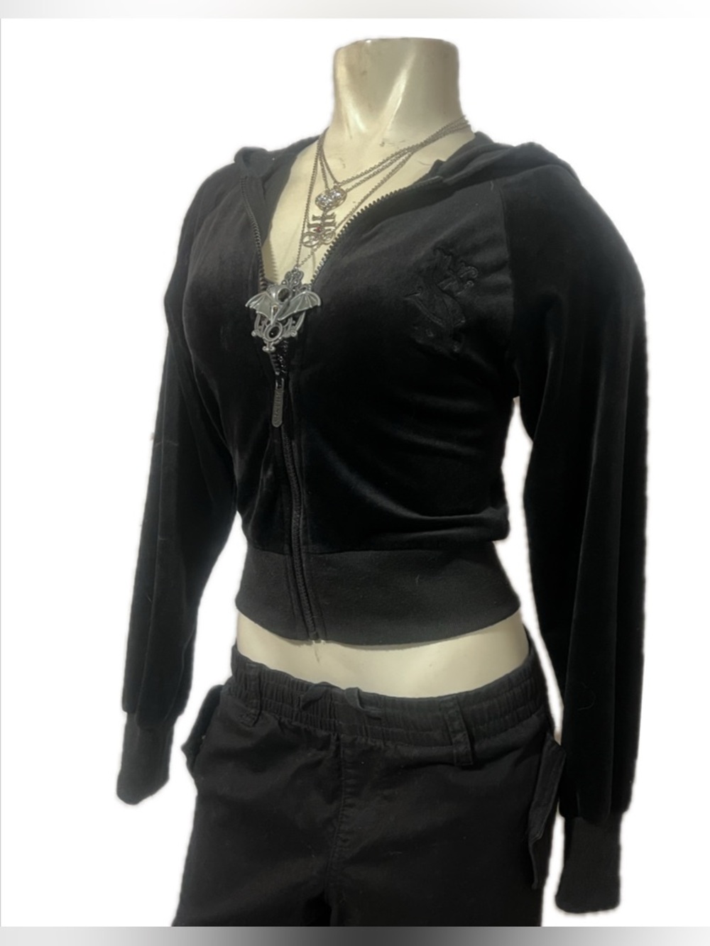 Killstar Black Velour Zip-Up Hoodie